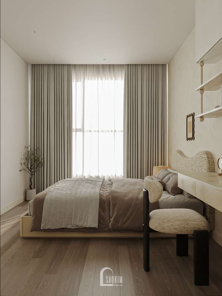 Thiết kế chung cư The Beverly – phòng ngủ phụ Modern Organic.